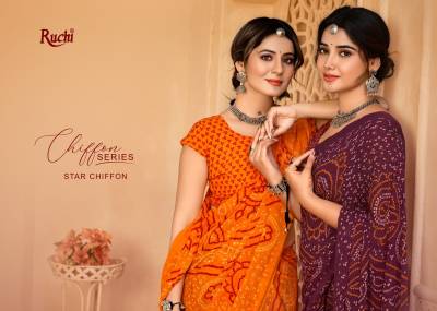 STAR CHIFFON 134TH EDITION BY RUCHI  CHIFFON SAREE WHOLESALER IN INDIA